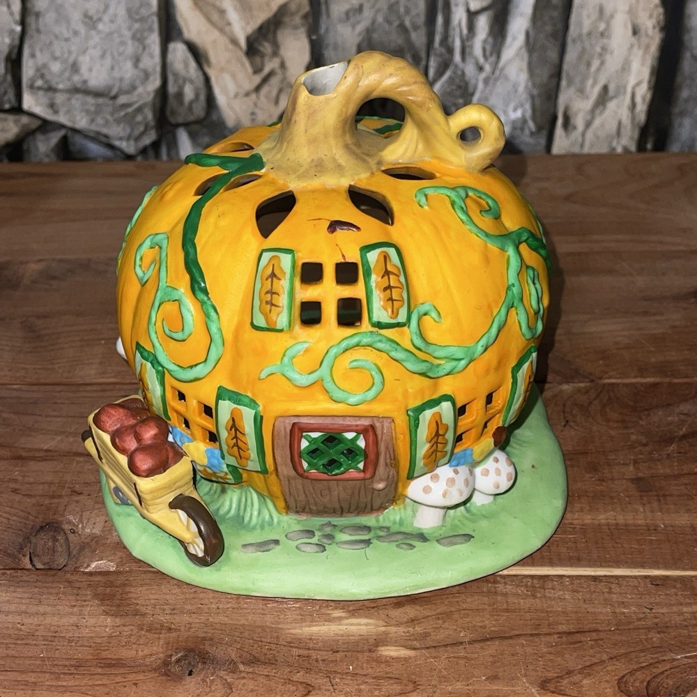 Partylite Halloween Pumpkin Patch House Harvest Tea Light Candle Holder